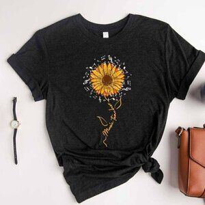 Sunflower Music Teacher Cute Graphic Unisex T-Shirt 152